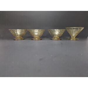 Federal Glass Madrid Amber‎ Sherbet Glasses, Set Of 4, Vtg Depression Glassware
